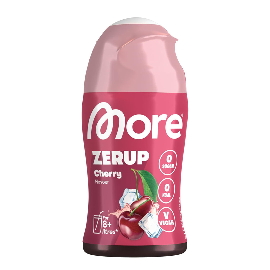 MORE Nutrition Zerup Zero Calorie Syrup with Real Fruit Extracts - Cherry, 65 ml