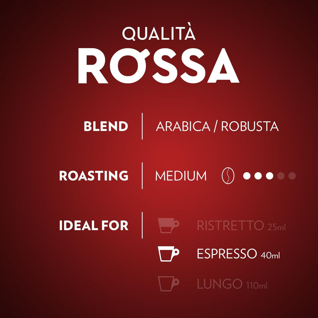 Lavazza Qualità Rossa - 100 Aluminum Coffee Capsules Compatible with Nespresso Original Machines
