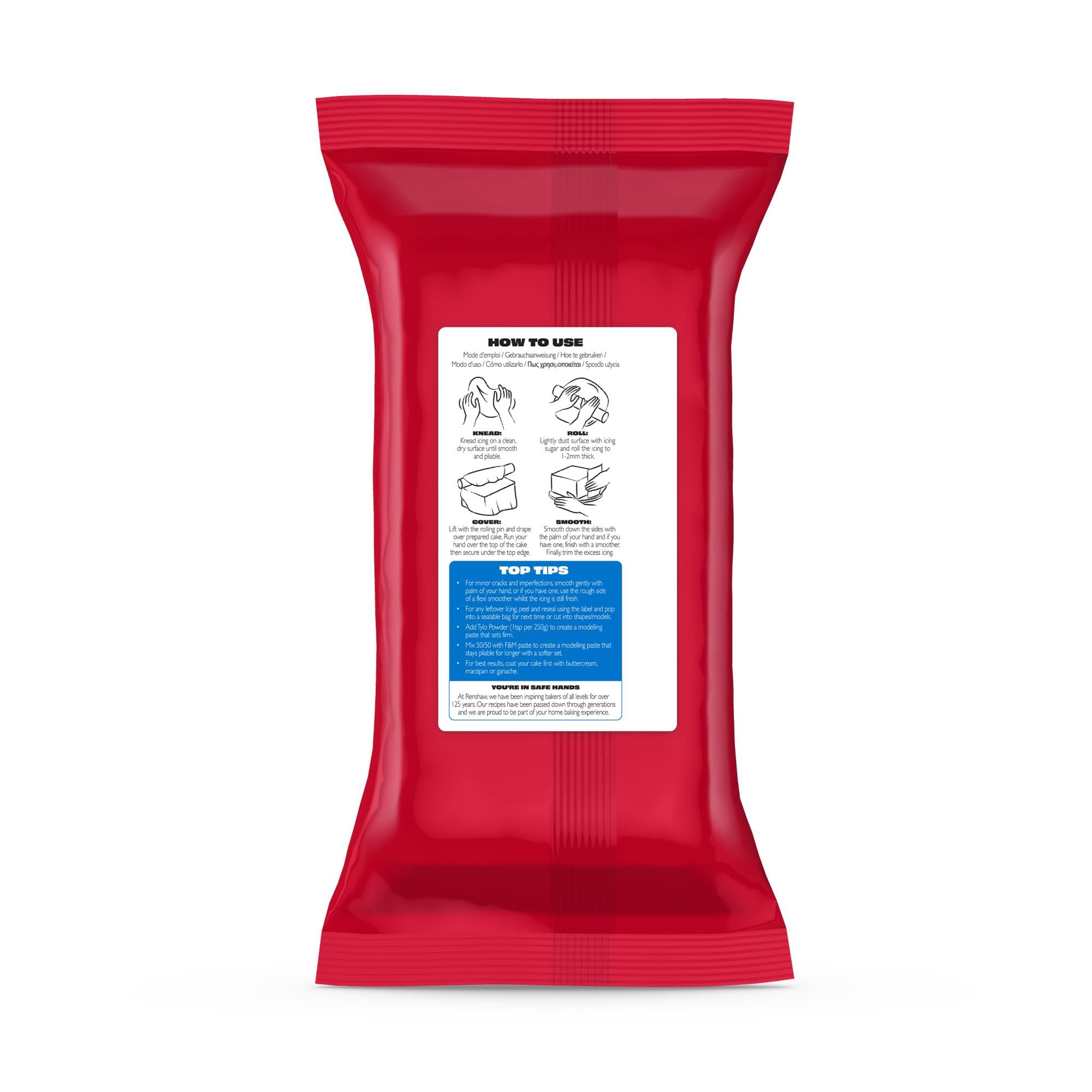 Renshaw Blue Extra Stretch Fondant Icing - 1 kg Ready to Roll for Tall & Sharp Cakes