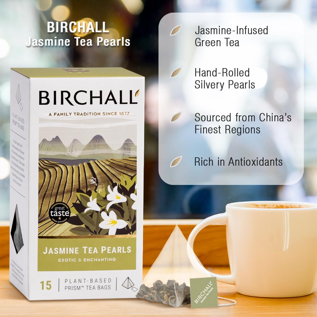 Birchall Jasmine Tea Pearls Gift Set - Green Tea with Jasmine Flowers, 60g