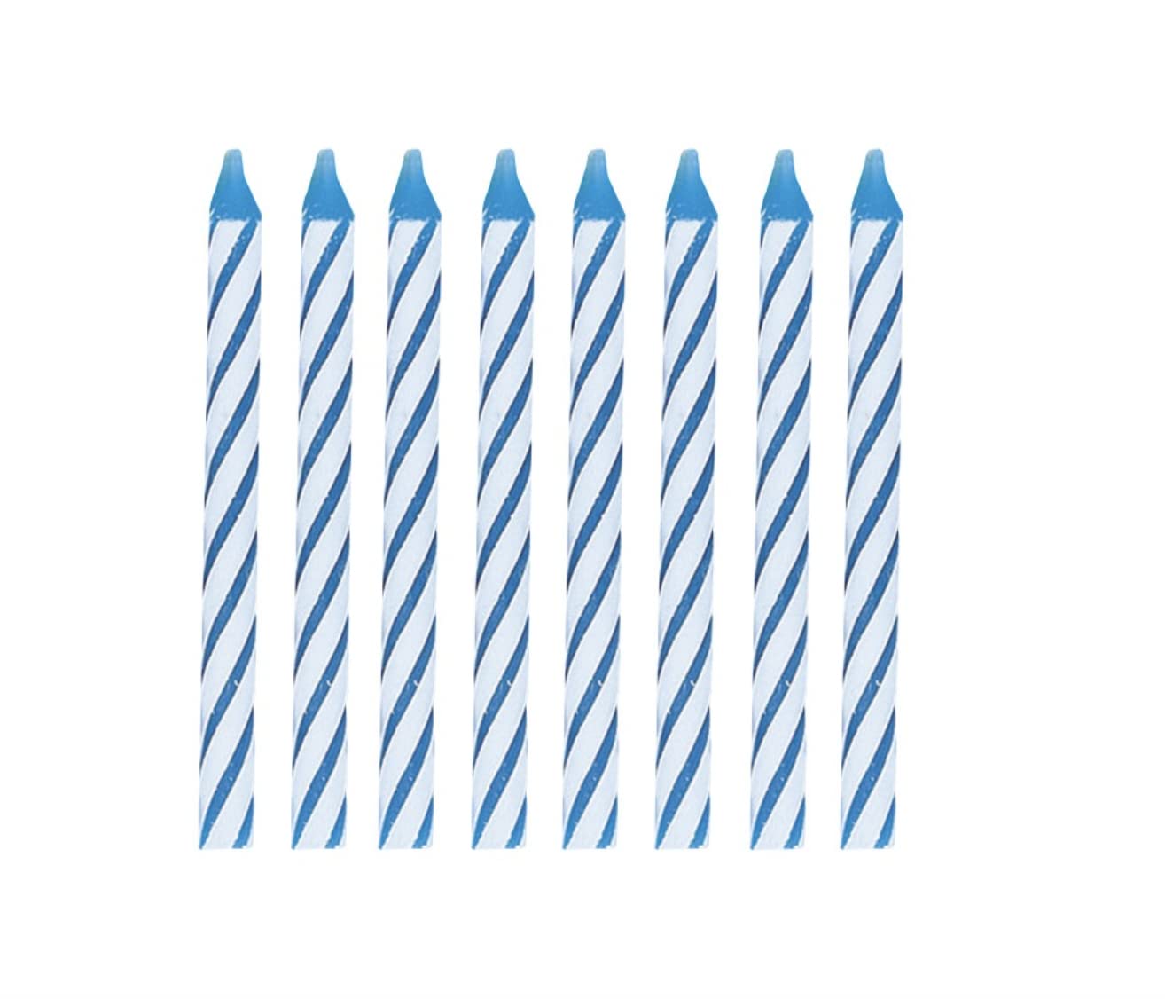 Unique Party Striped Blue Birthday Candles - Pack of 24 | 6cm Height | Non-Toxic Wax