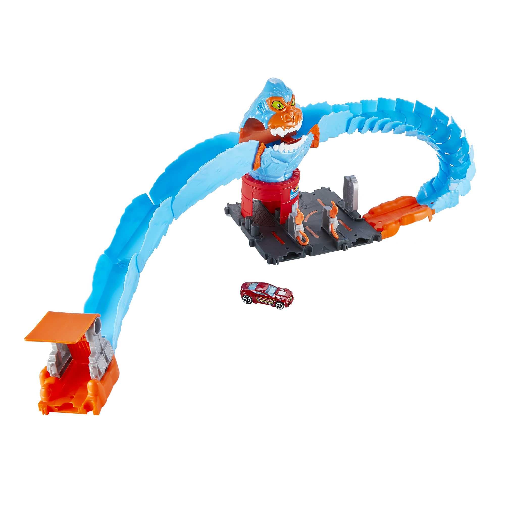 Hot Wheels City Wreck & Ride Gorilla Attack Playset - Bendable Track, Launcher & Gas Station Theme, Ages 4-8 3