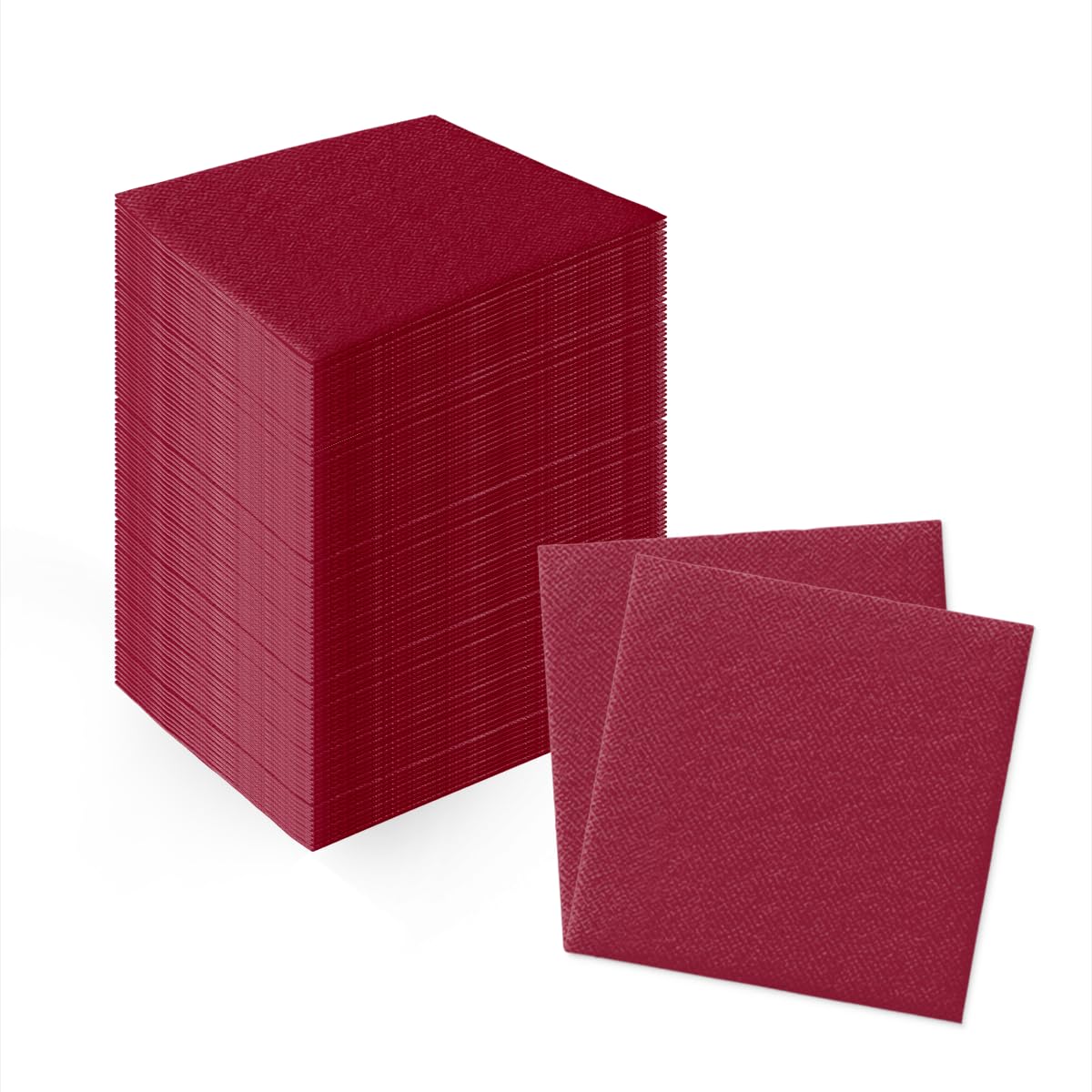 PAW Decor Collection Airlaid Napkins - 20x20 cm, 100 Pieces, Cocktail Fold 1/4, Bordeaux Red