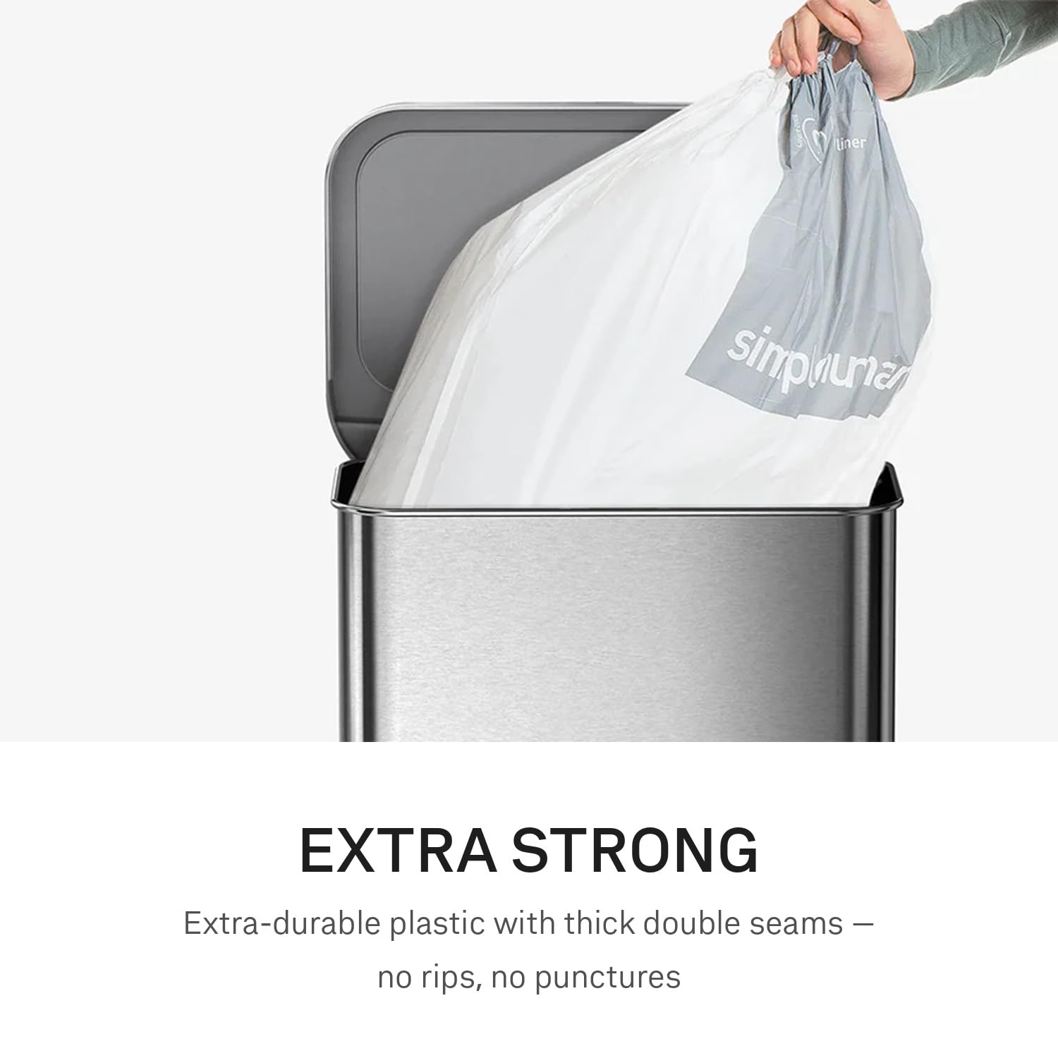 simplehuman Code G Custom Fit Bin Liners - 30L Capacity, White Plastic, Pack of 20 3