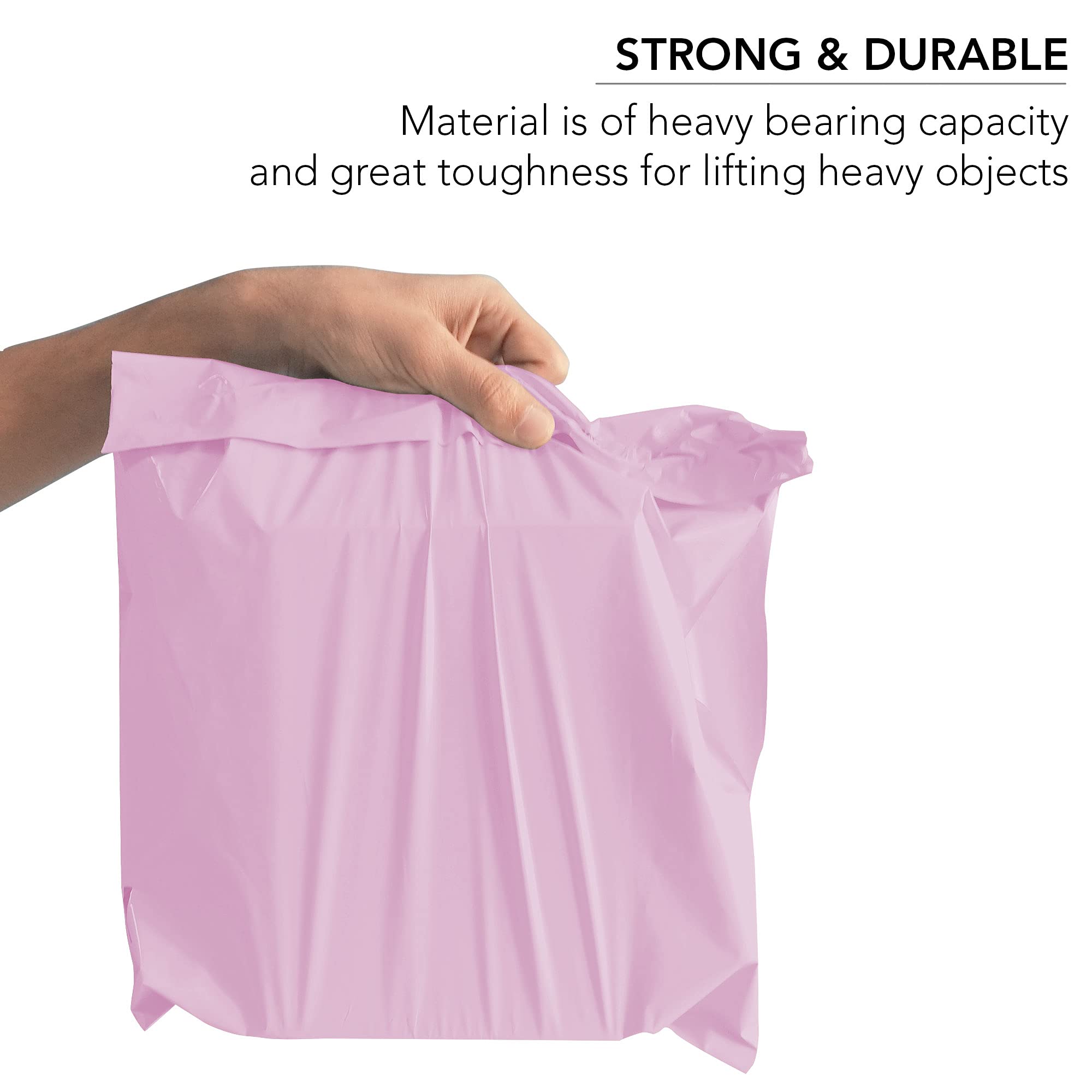 iSOUL Plastic Mailing Bags - 12 x 16 inch, Baby Pink, 100 Count | Water Resistant Self-Seal 3