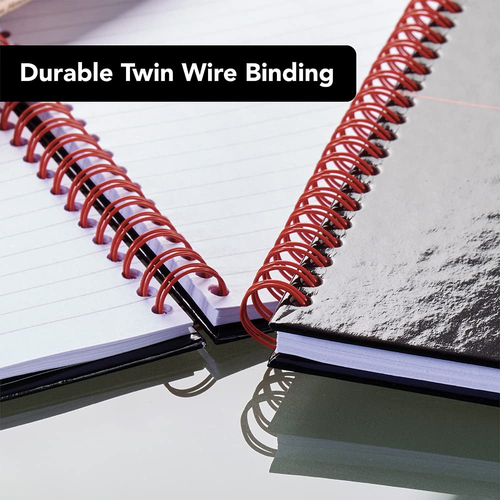 Oxford Black n' Red A5 Glossy Hardback Wirebound Notebook, Ruled with A-Z Index, 140 Page, 1 Notebook 6