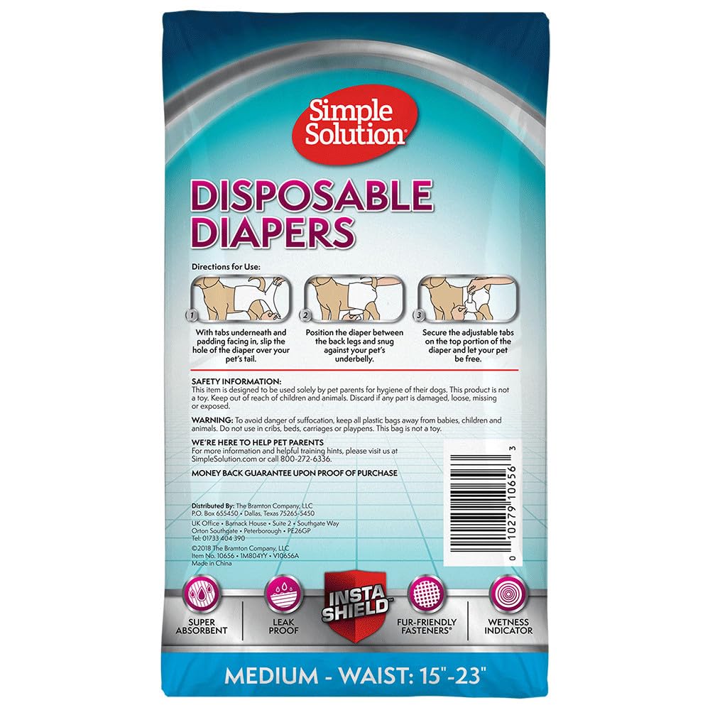 Simple Solution True Fit Disposable Dog Diapers for Female Dogs | Size M | 12 Count 6