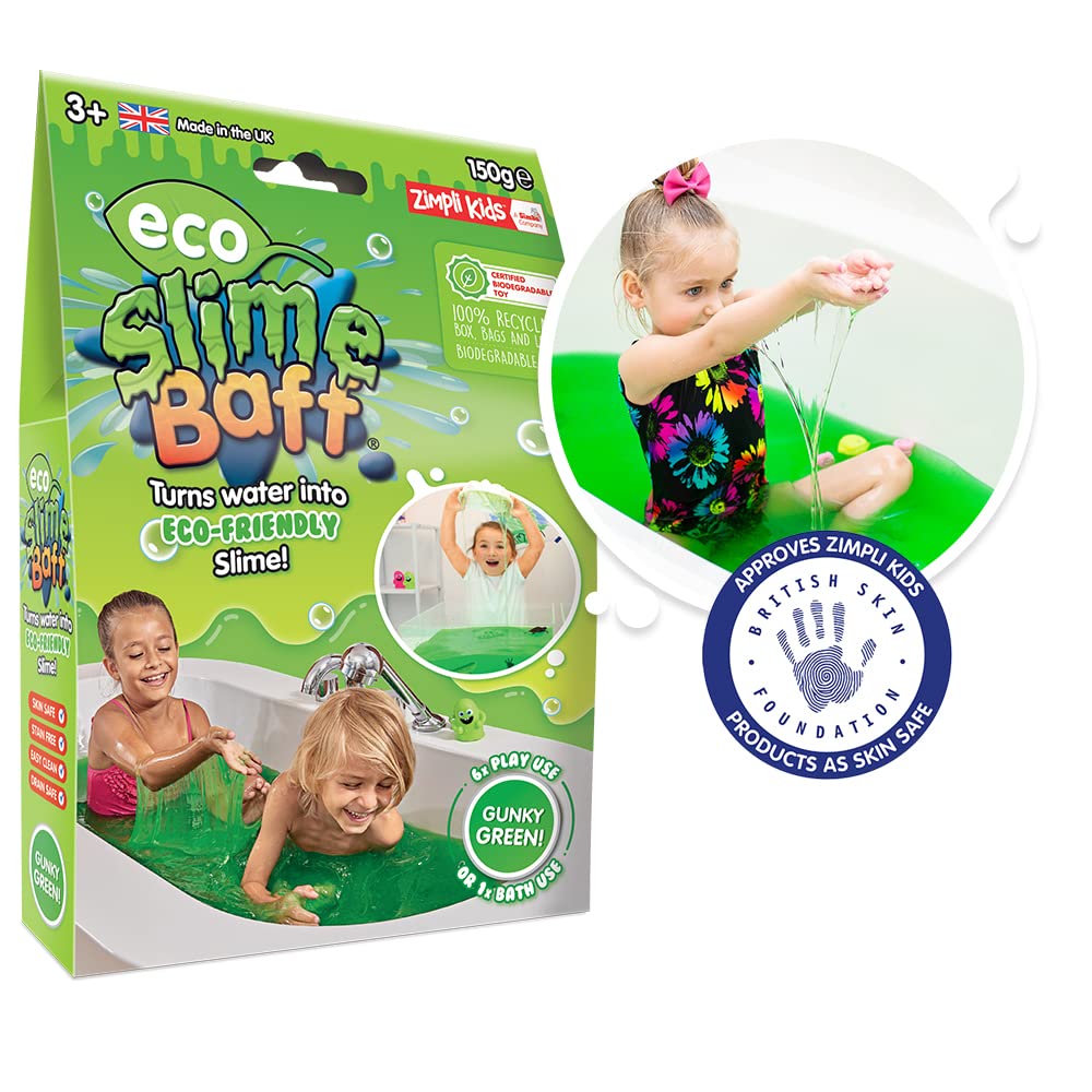 Zimpli Kids Eco Slime Baff Green - 1 Bath or 4 Play Uses, Magically Turns Water into Gooey Slime 1