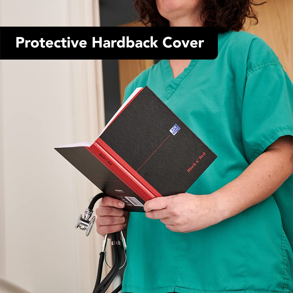 Black n' Red A5 Hardback Casebound Notebook - Ruled with Single Cash | 192 Pages | Black/Red 4