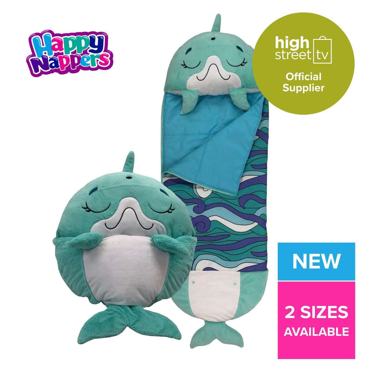Happy Nappers Kids Sleeping Bag - Disco Dolphin - Plush Toy & Sleeping Bag for Playtime and Naps