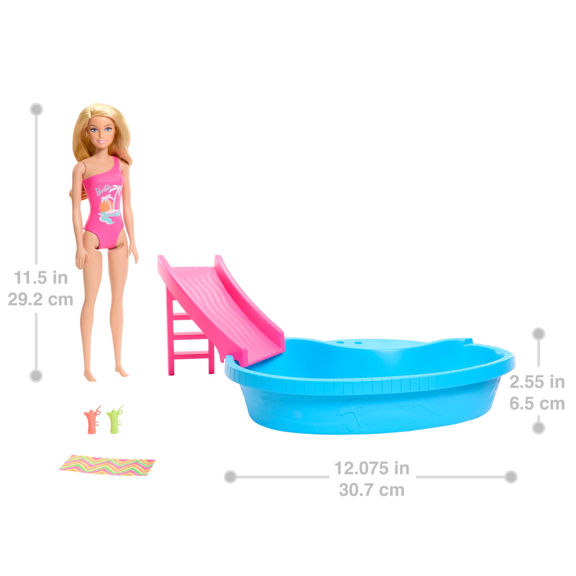 Barbie Pool Playset - Includes Barbie Doll, Pool, Slide & Accessories | Ages 3+ 5