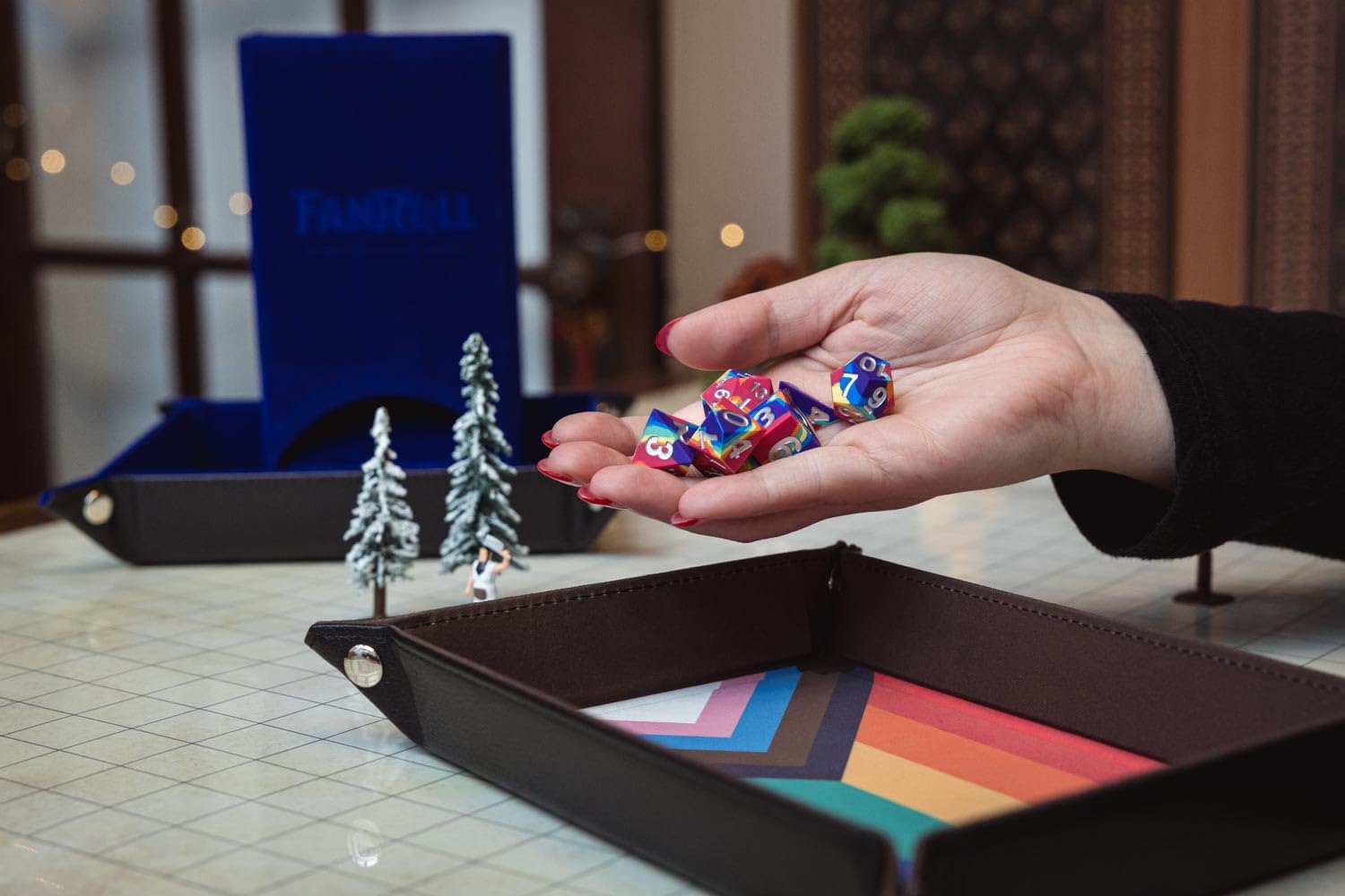 Metallic Dice Games FanRoll Pride Dice Tray – Rainbow Flag 6