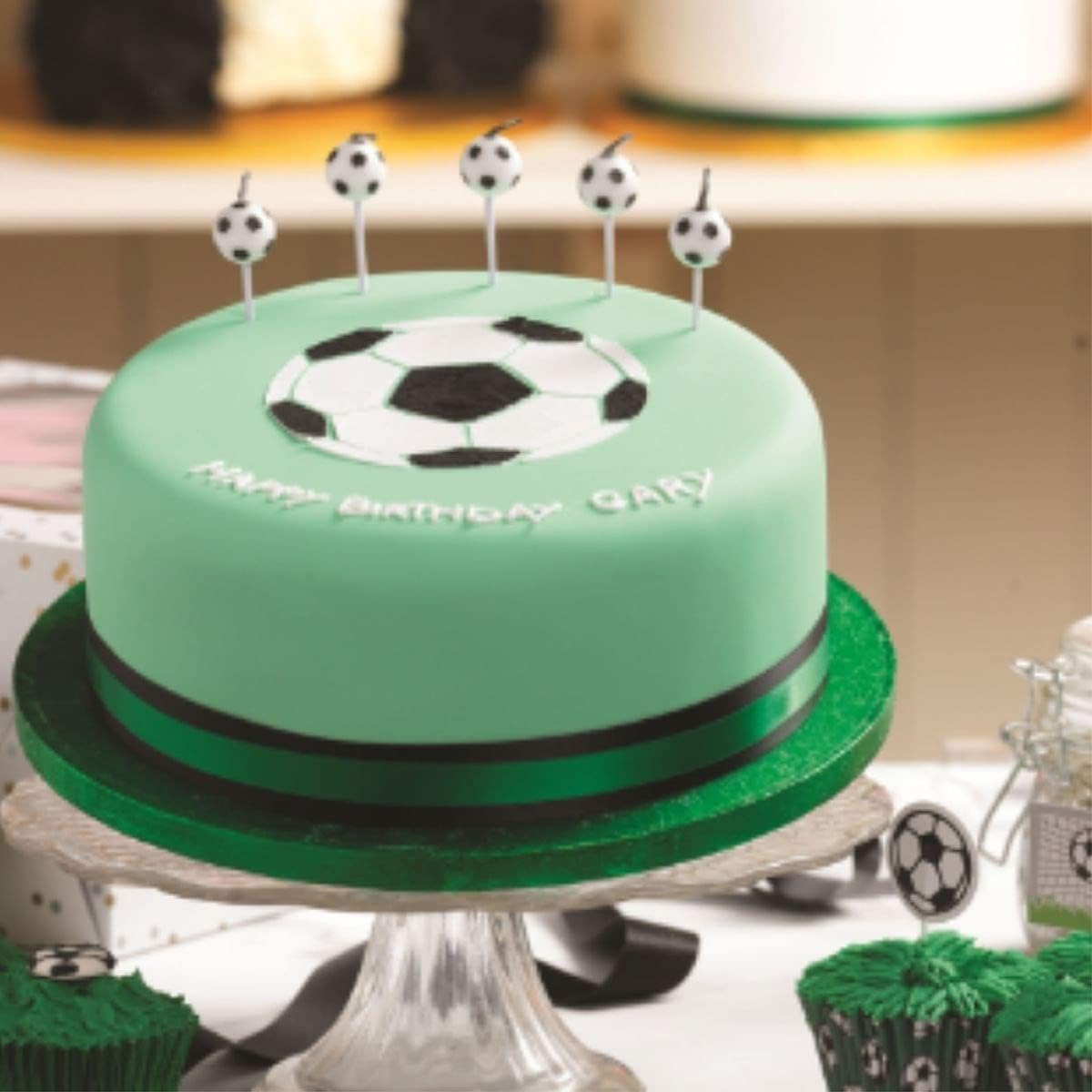 Baked with Love - Football Cake Candles Cupcake Decorations Pack of 5 5