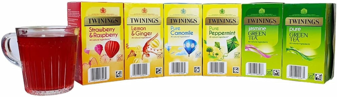 Twinings Infusions Fruit Green Variety Pack - 6 x 20 Individually Wrapped Tea Bags