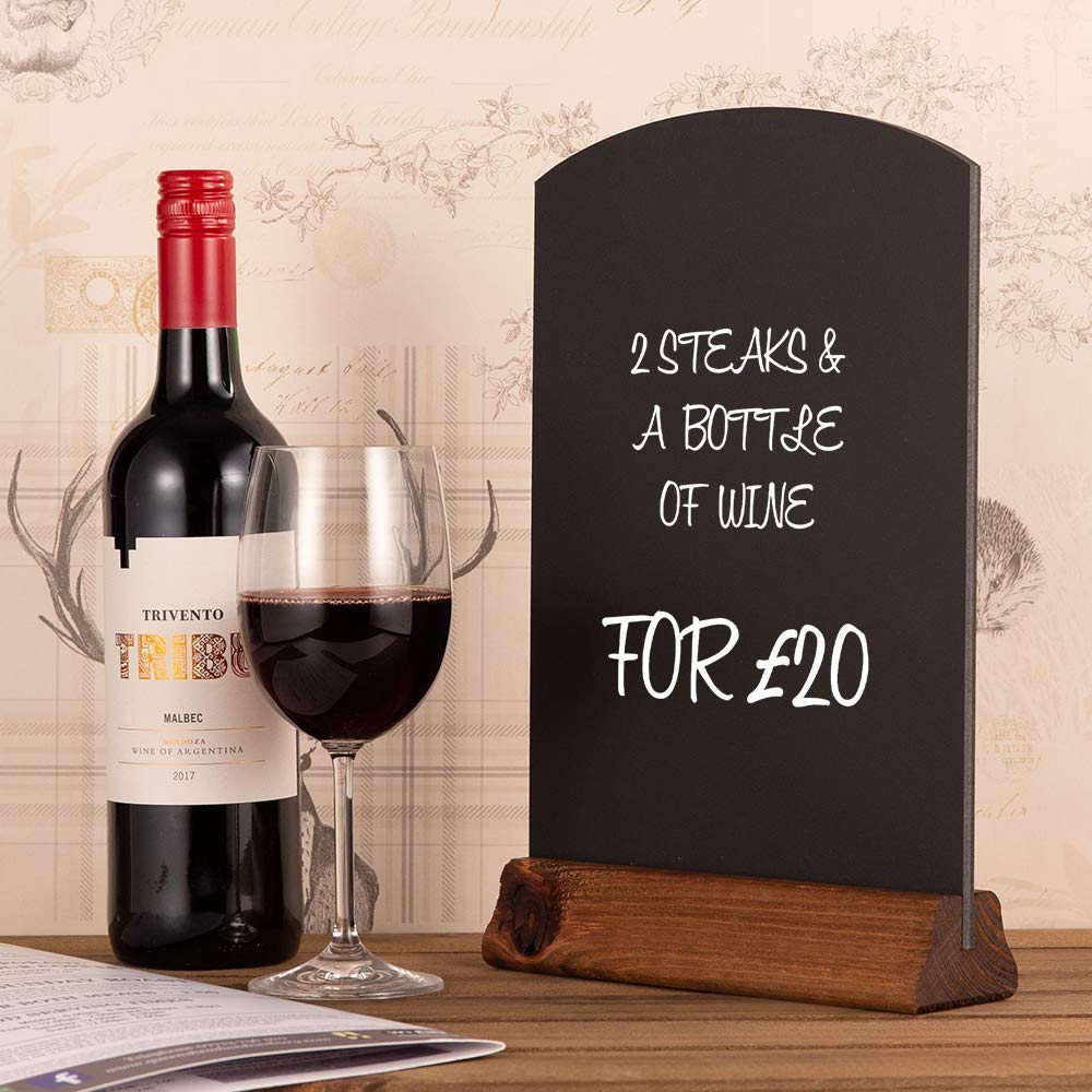 Chalkboards UK WC124F Table Top Chalkboard, Rustic Brown Wood, A4 Double Sided | Includes Chalk 2
