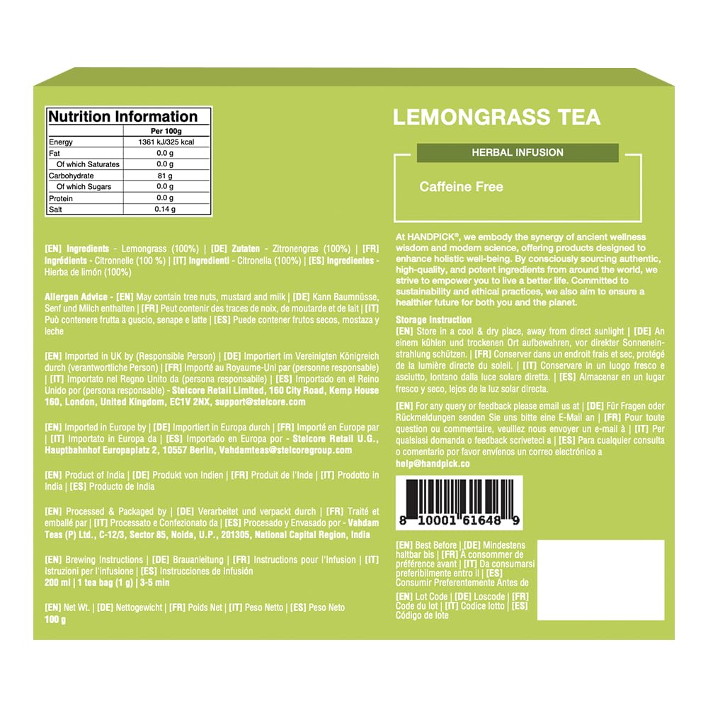 HANDPICK Lemongrass Tea Bags (100 Count) Non-GMO, Caffeine Free 5