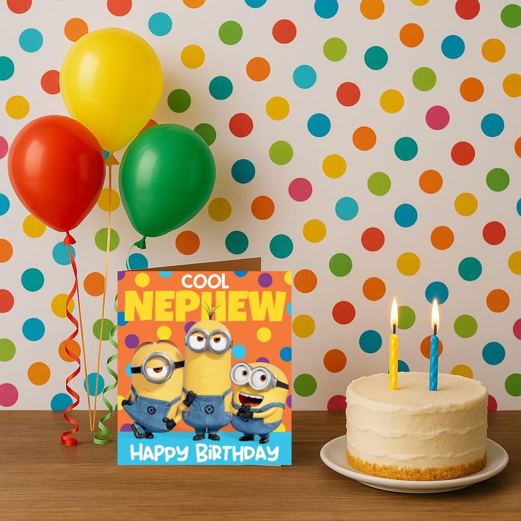 Danilo Promotions LTD Despicable Me Minions Birthday Card for Nephew | Standard Size | Blank Interior