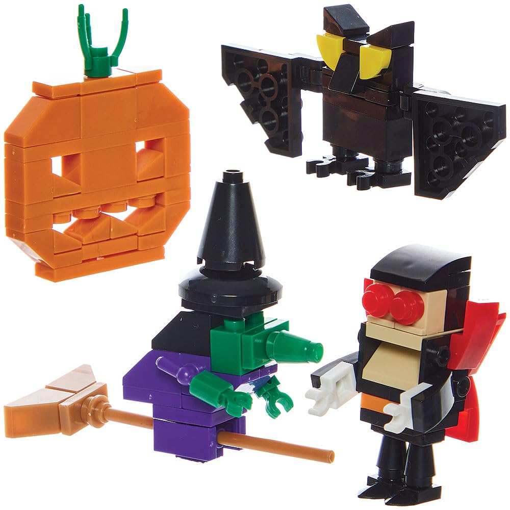 Baker Ross FN657 Halloween Building Brick Kits - 4 Spooky Character Sets for Kids Age 6+ 2