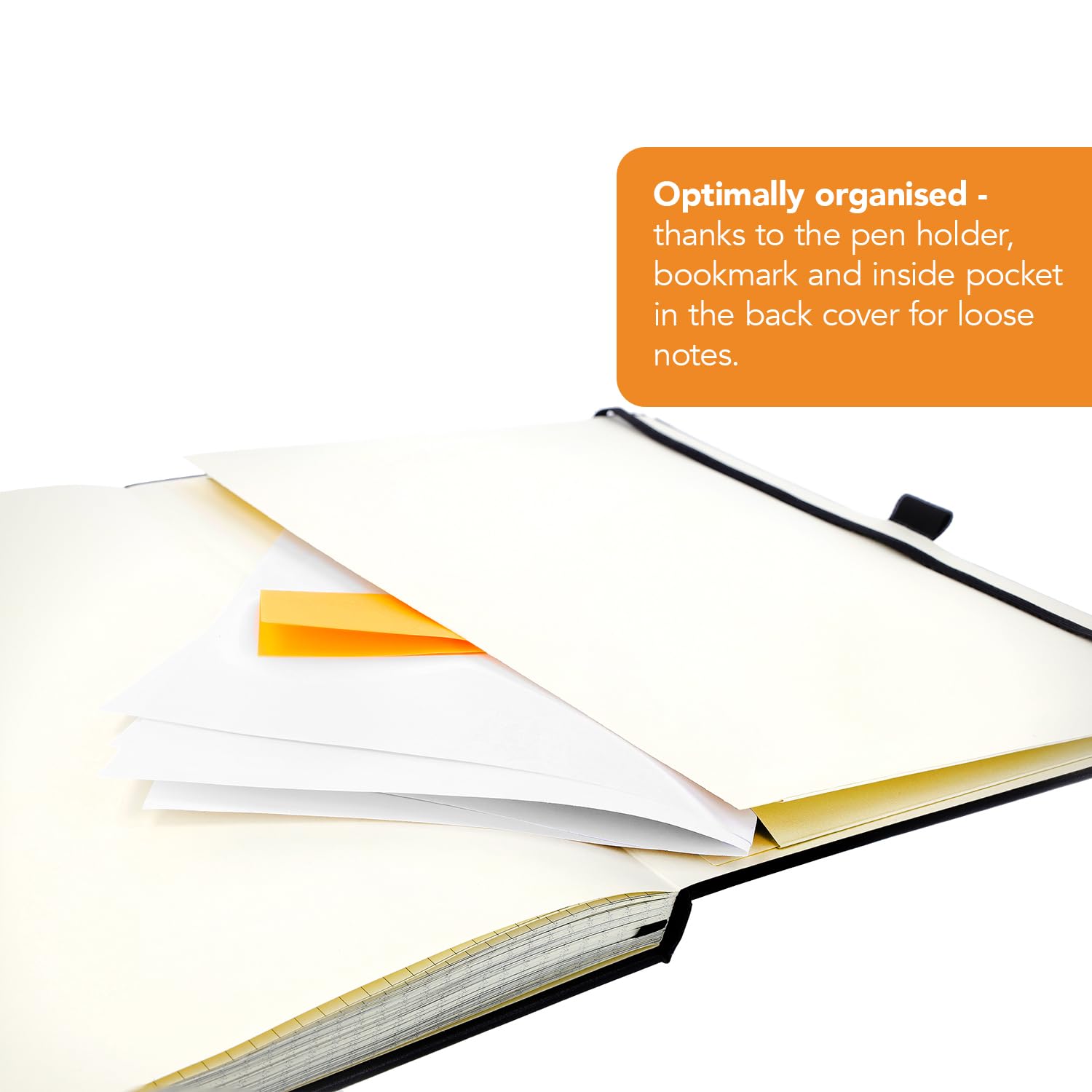 Westcott Notebook - A4 Squared, 192 Pages, Black Hardcover | 80 g/m² FSC Paper 3