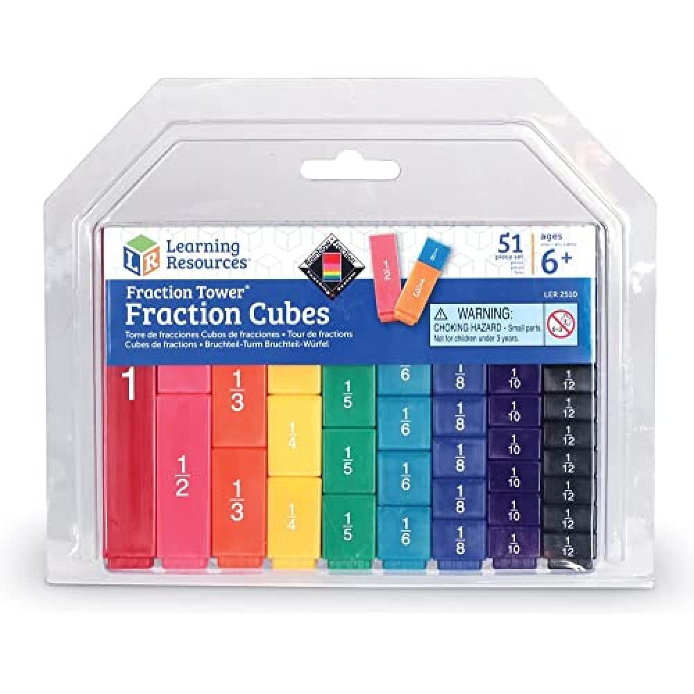 Learning Resources Fraction Tower Cubes - Colour-Coded, Interlocking Math Manipulatives | Ages 6-10 1