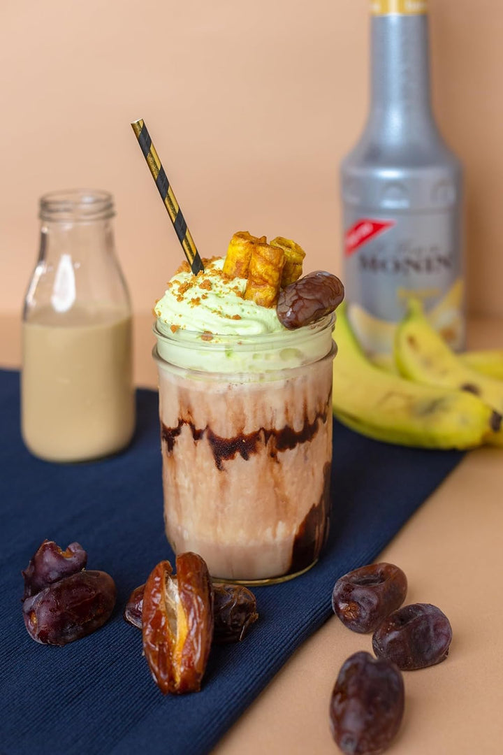 MONIN Banana Fruit Mix Puree 1L - Vegan-Friendly Banana Puree for Cocktails, Frappes & Iced Beverages