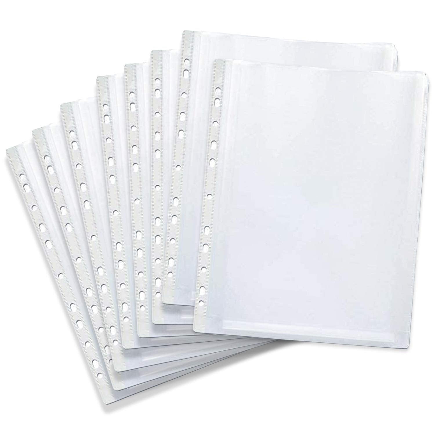 G4GADGET A4 Punched File Pockets - 50 Pack, 30 Micron, 15 Sheet Capacity, Green | Reinforced Strip 6