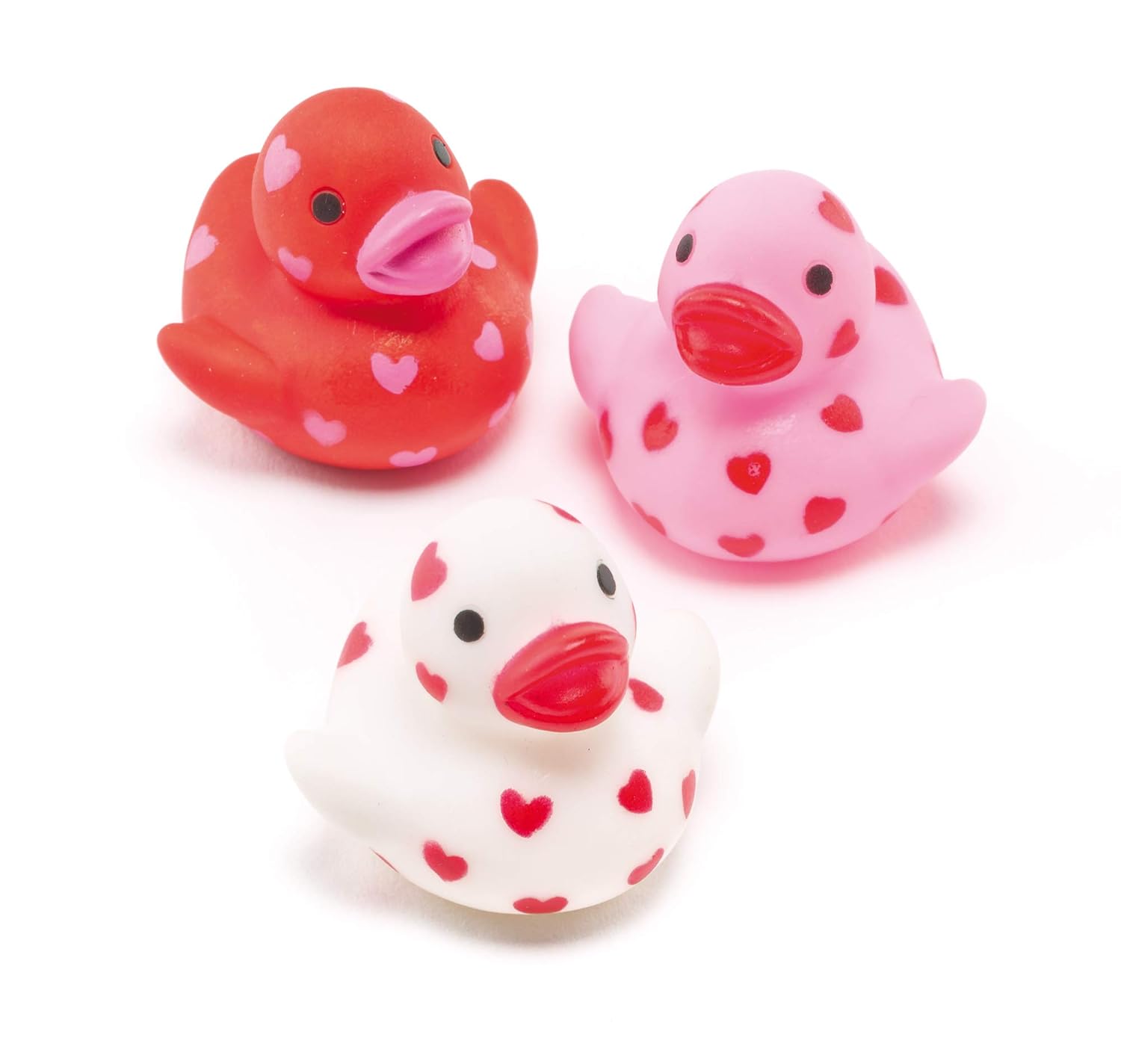 Baker Ross Mini Heart Rubber Ducks - Assorted Floating Bath Toys (Pack of 6) 1