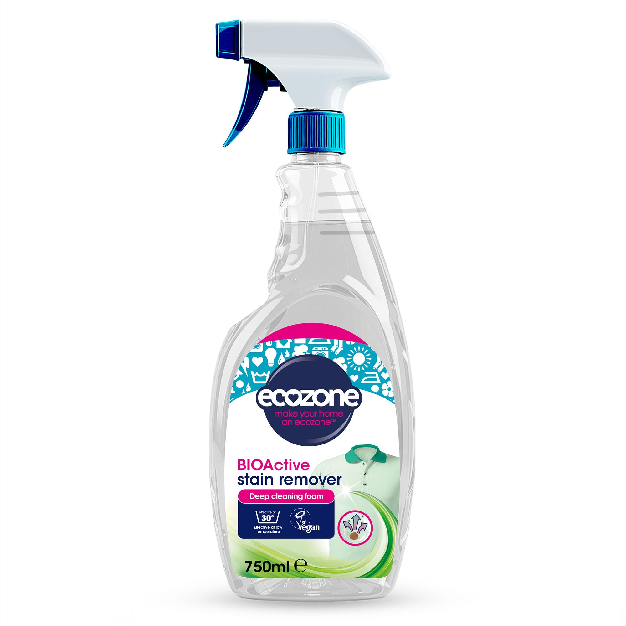 Ecozone BIOActive Stain Remover Spray - Enzymatic Pre-Wash Cleaner | 750 ml | Bleach Free 1