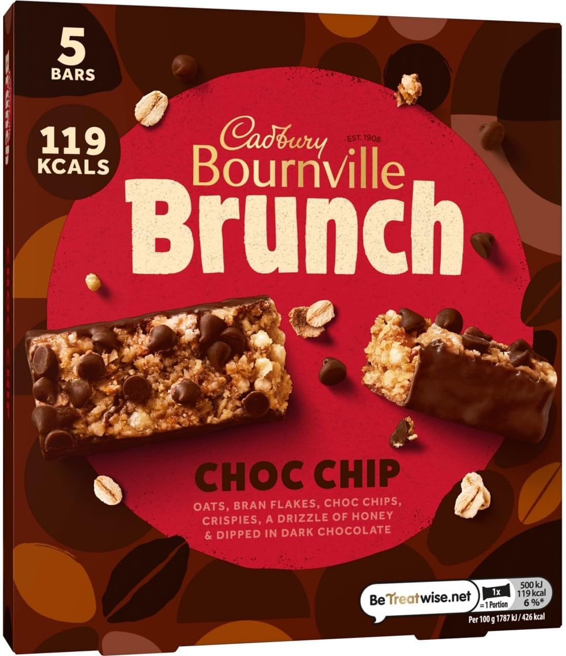 Cadbury Bournville Brunch Bar Chocolate Chip, Dark Chocolate Cereal Bars with Oats, 140g 5