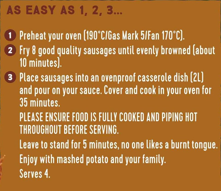 Homepride Sausage Casserole Oven Bake Cooking Sauce - Low in Saturated Fat, Vegetarian, 485g
