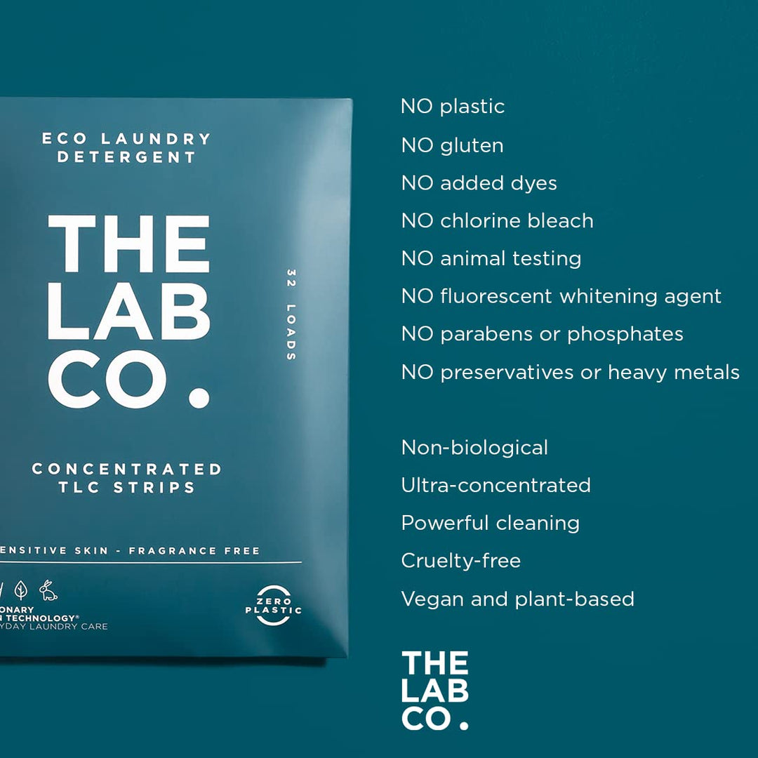 The Lab Co. - Laundry Detergent Strips (32 Loads, Fragrance Free)