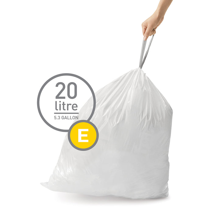 simplehuman CW0255 Code E Custom Fit Bin Liner Bulk Pack, White (60 Count)