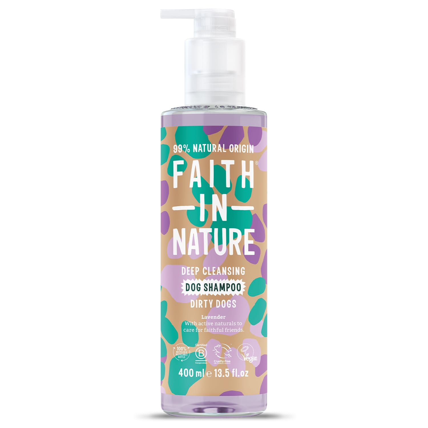 FAITH IN NATURE Lavender Dog Shampoo - Vegan, Cruelty Free, pH-Balanced, 400ml