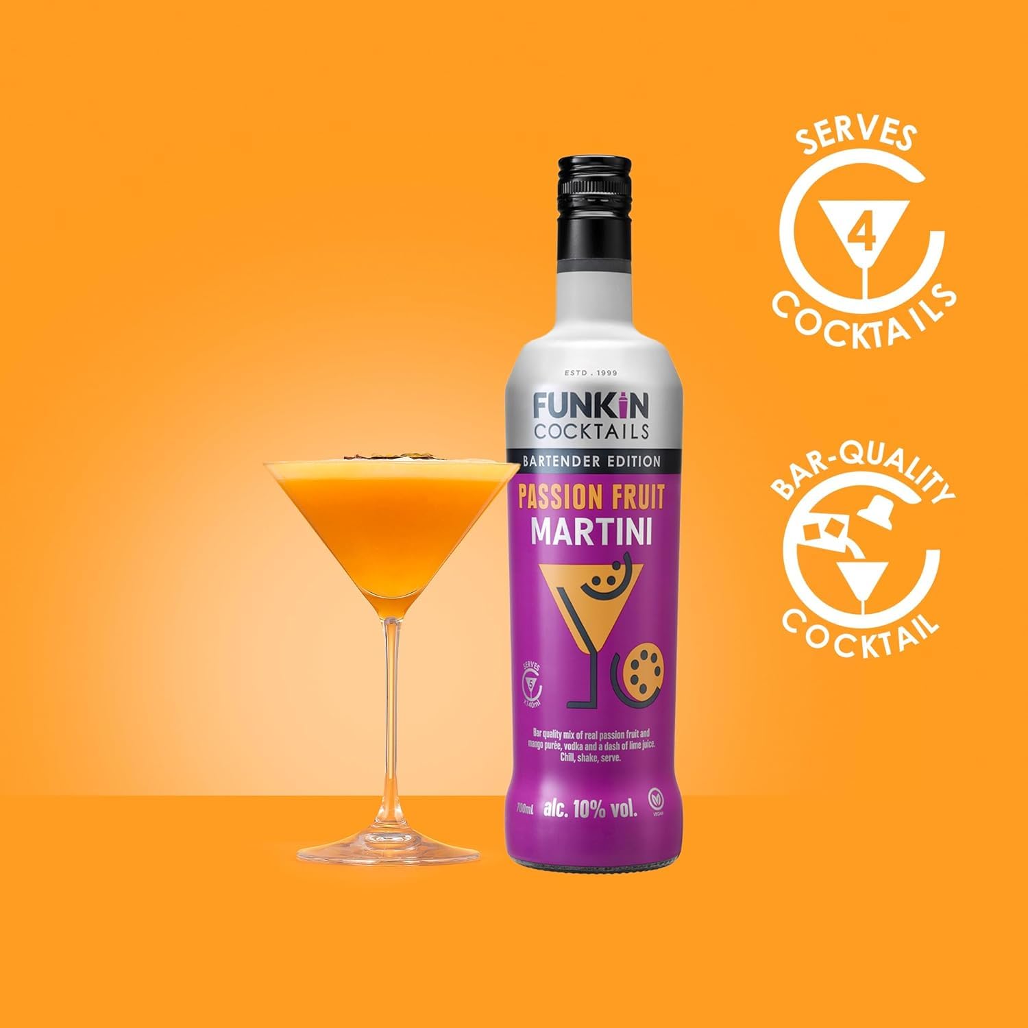 Funkin Cocktails Ready to Drink Passion Fruit Martini Bottle | 10% ABV | 700 ml 3