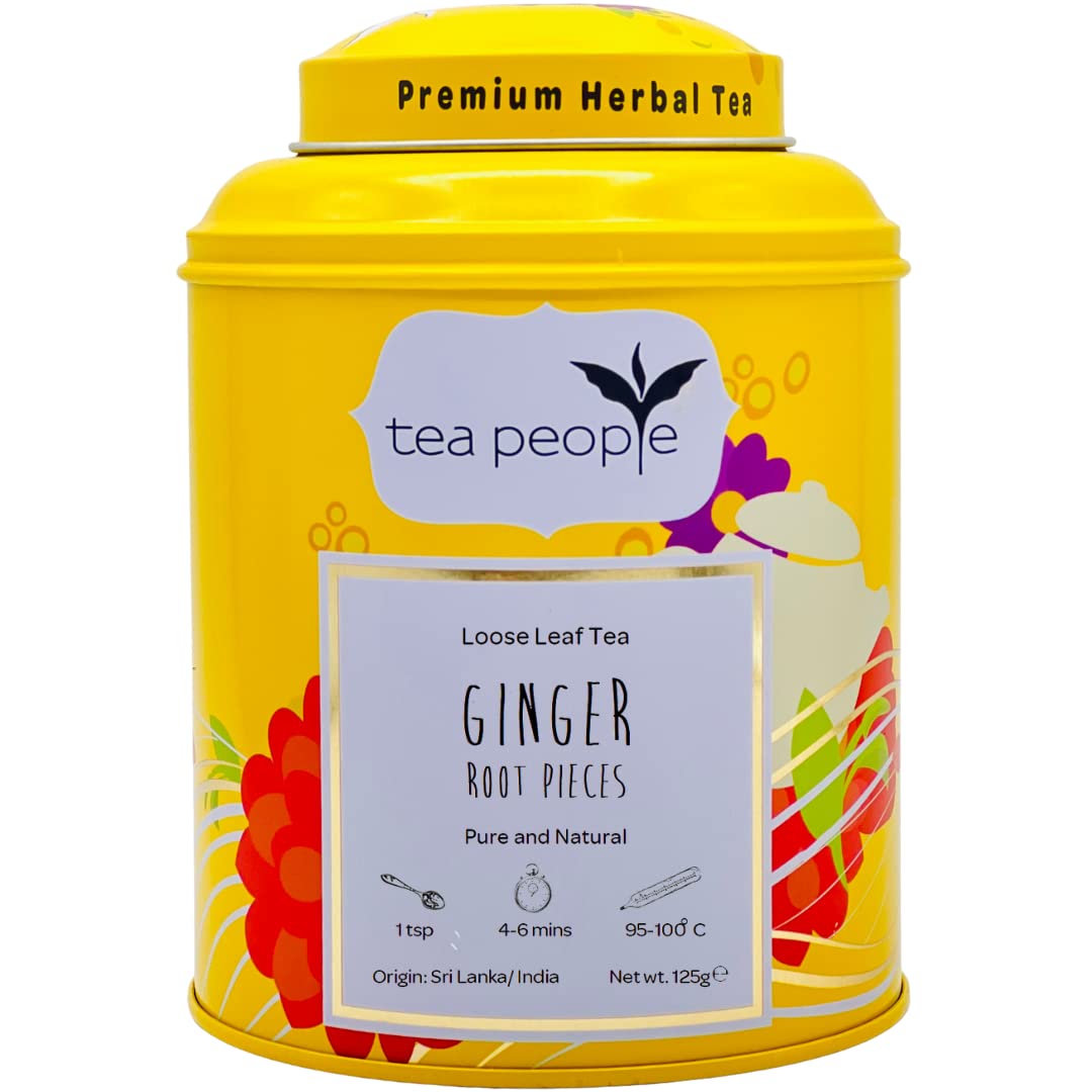Tea People Ginger Root Pieces - Loose Herbal Tea in Tin Caddy, 125g 1