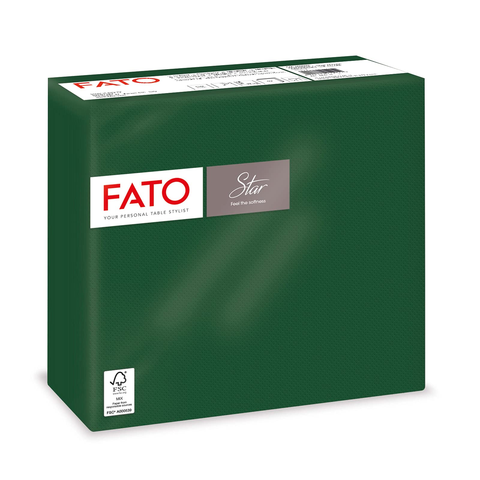 Fato Forest Green 38x38 cm 2-Ply Disposable Paper Napkins, Pack of 40, FSC Certified 1