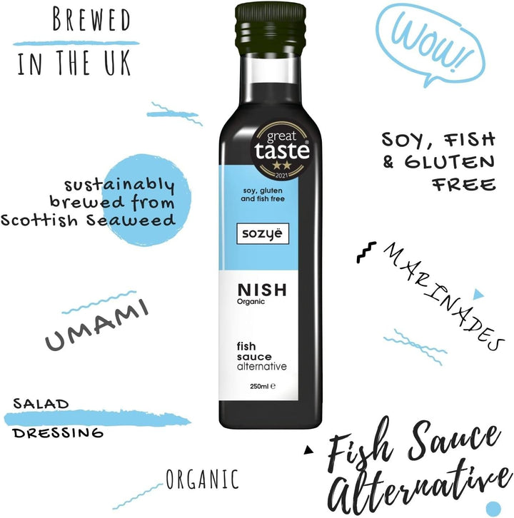 NISH Sauce – Organic Vegan Fish Sauce Substitute, Gluten Free, Soy Free, Made in UK