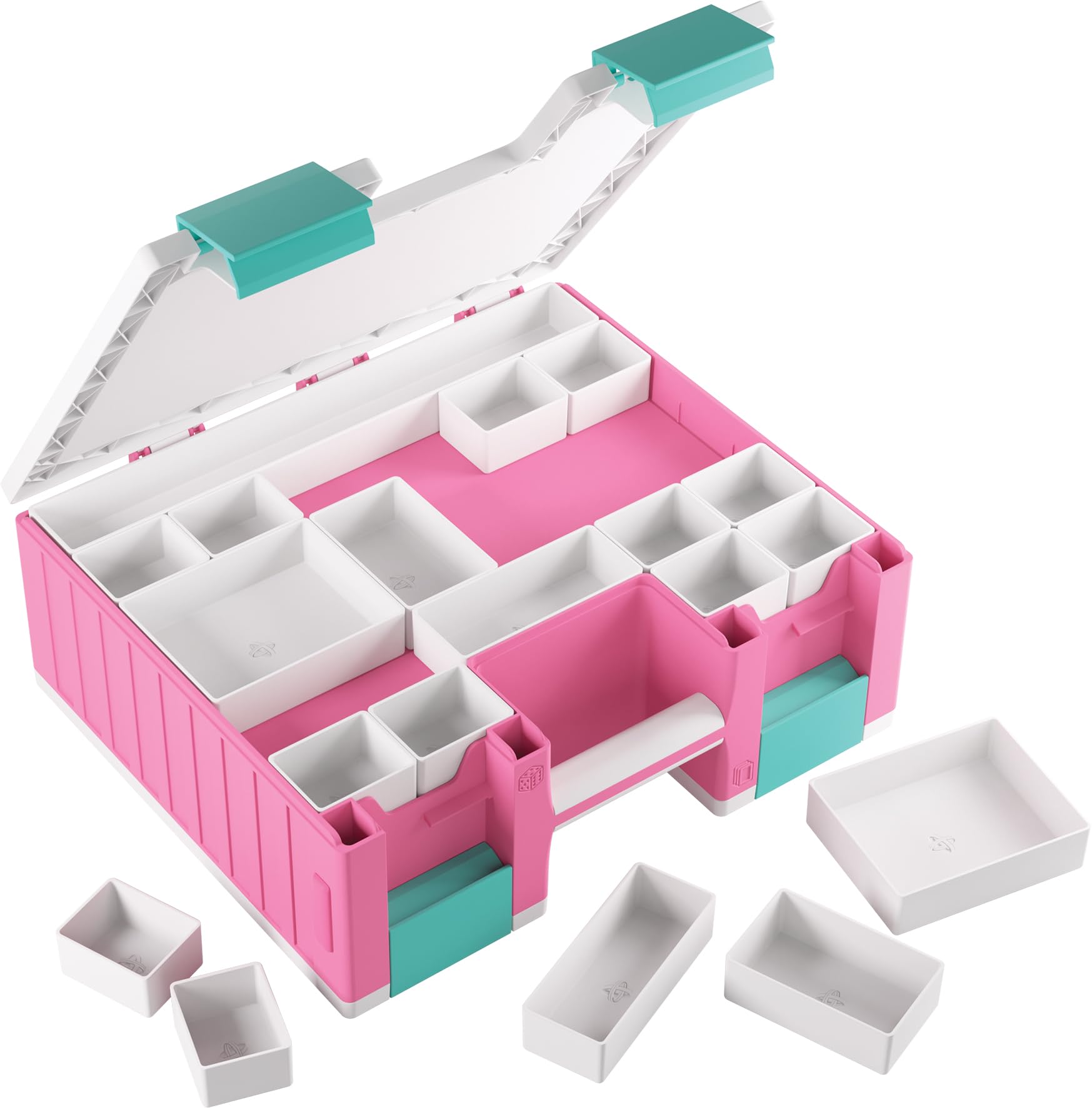 Gamegenic Game Castle Pink/White/Teal Board Game Storage Case 4