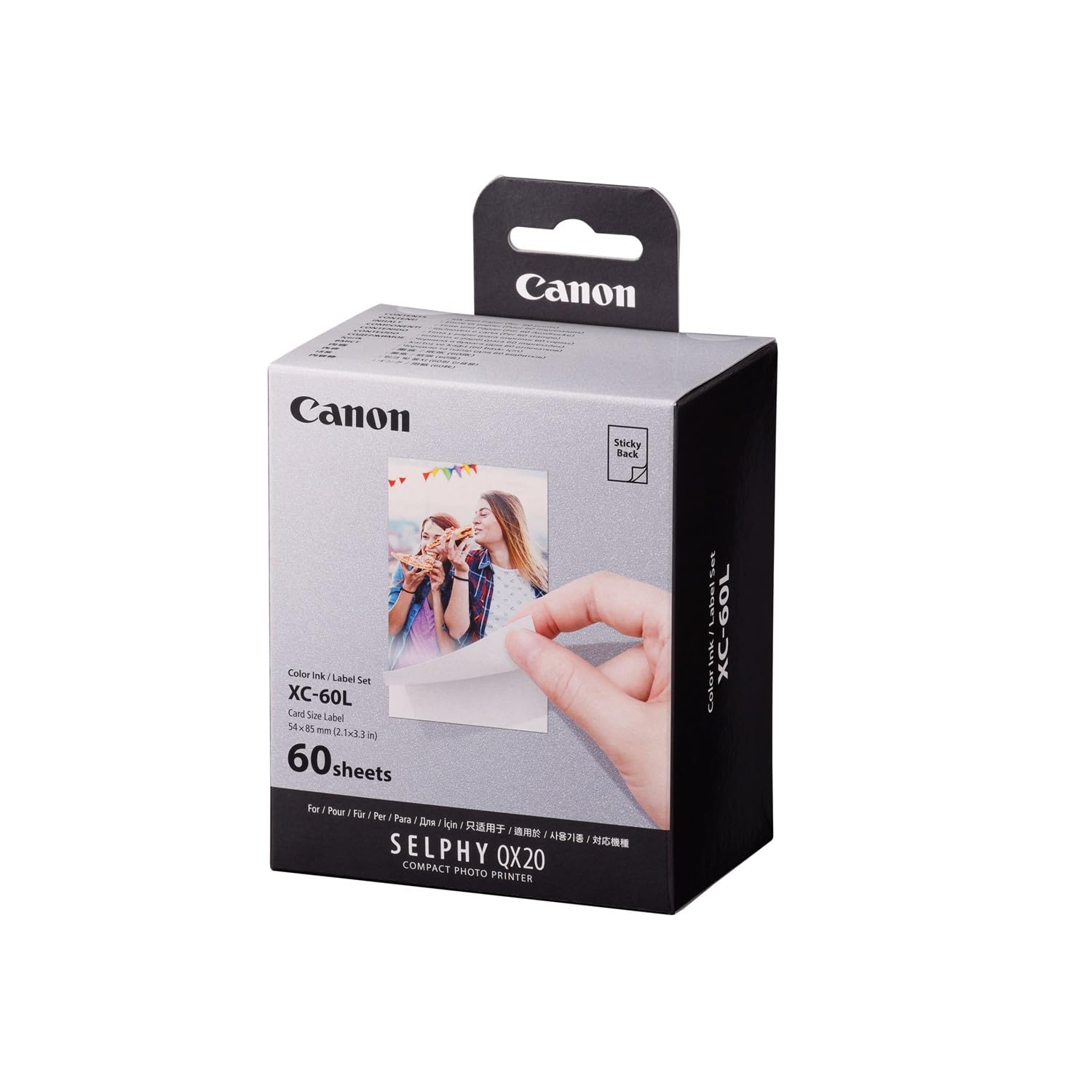 Canon XC-60L Inkjet Paper Set - 60 Sheets for SELPHY SQUARE QX20 | Premium Glossy | Waterproof
