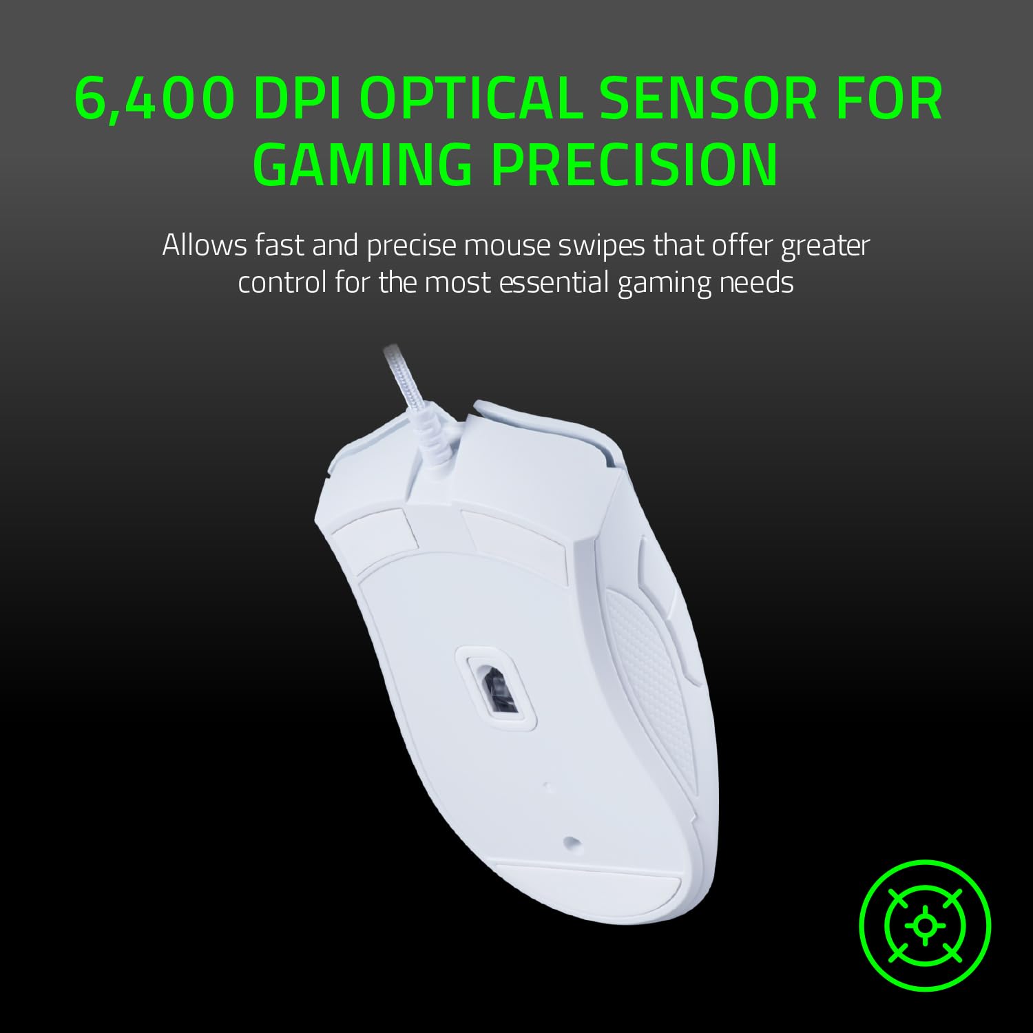 Razer DeathAdder Essential (2021) - Wired Gaming Mouse (Optical Sensor, 6400 DPI, 5 Programmable Buttons, Ergonomic Form Factor) White 7