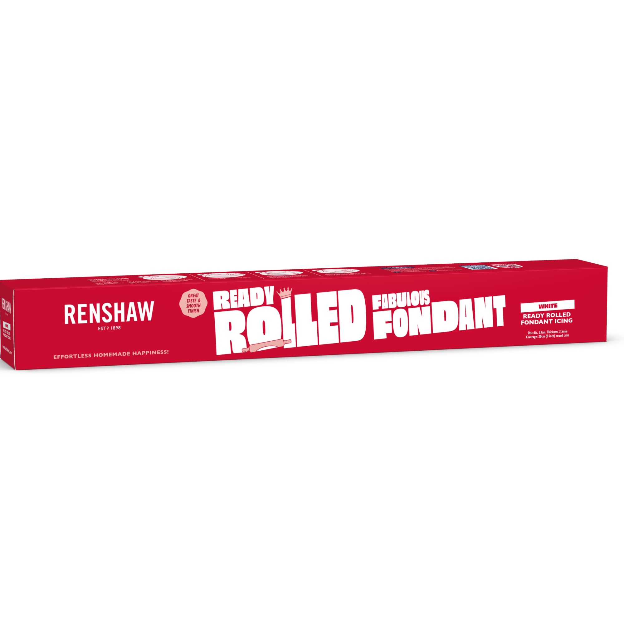 Renshaw Ready Rolled Fabulous Fondant Icing Disc - White, 450 g for 8' Cake