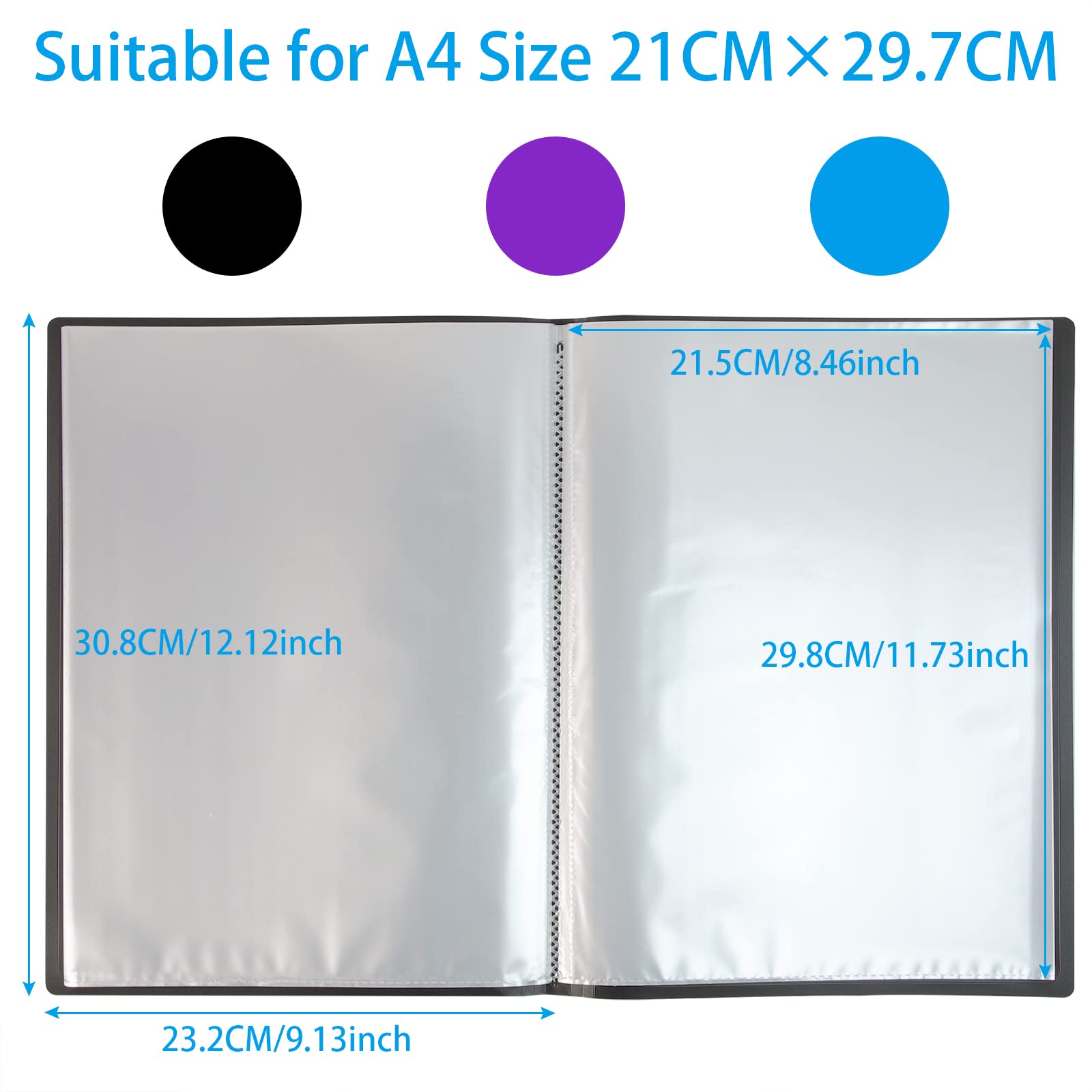 NORTHERN BROTHERS Project Folder - 110 Pockets A4 Display Book | Plastic, Black/Blue/Purple 5