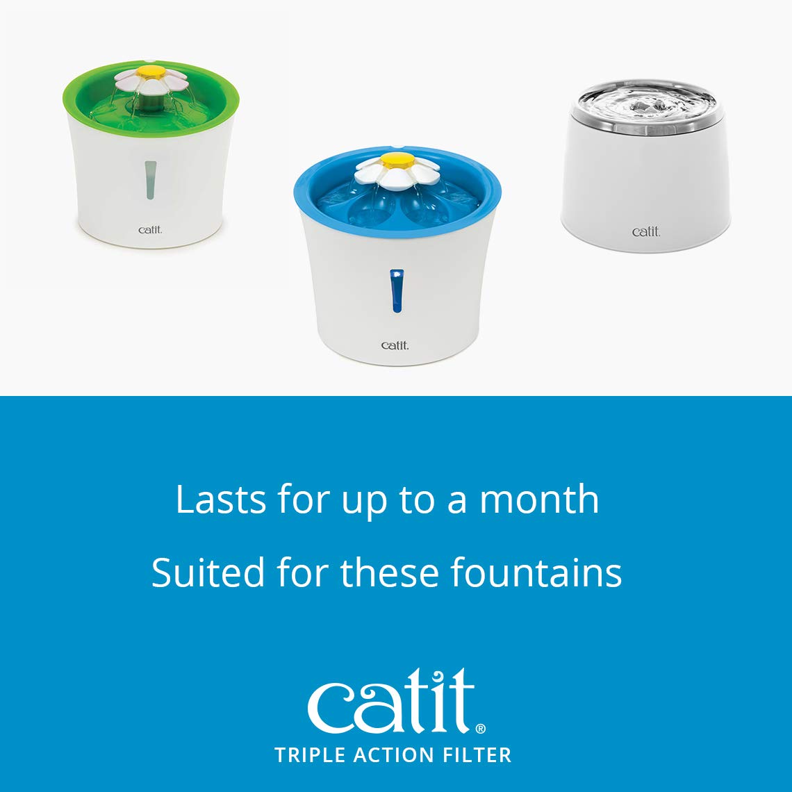 Catit Genuine Fountain Filters - 12 Pack | Removes Calcium & Magnesium | Fits 3L Flower Fountain 5