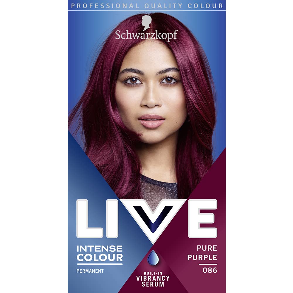 Schwarzkopf LIVE Intense Colour Permanent Purple Hair Dye with Vibrancy Serum - Pure Purple 086