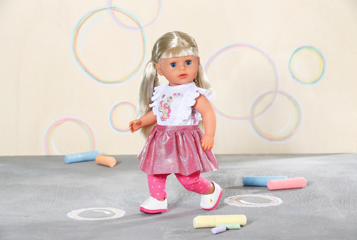 BABY born Little Everyday Outfit 836330 - Pink Star-Print 2-in-1 Dress & Top with Leggings and Shoes 6