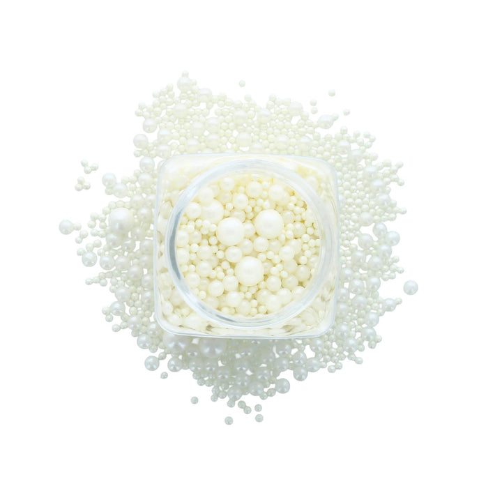 Baked with Love - White Pearl Sprinkles Mix | 100g Resealable Bottle | Mother of Pearl Sugar Balls for Cakes & Cupcakes