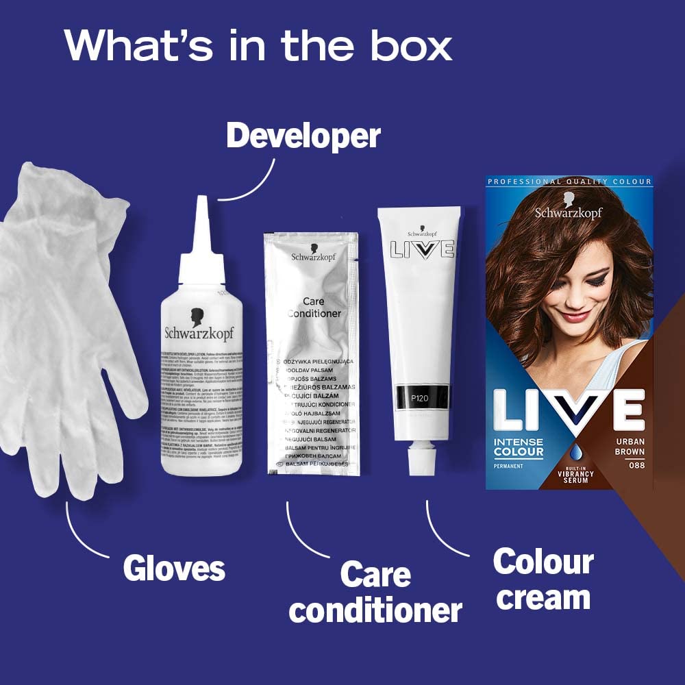 Schwarzkopf LIVE 088 Urban Brown - Permanent Hair Dye with Vibrancy Serum (100g) 6