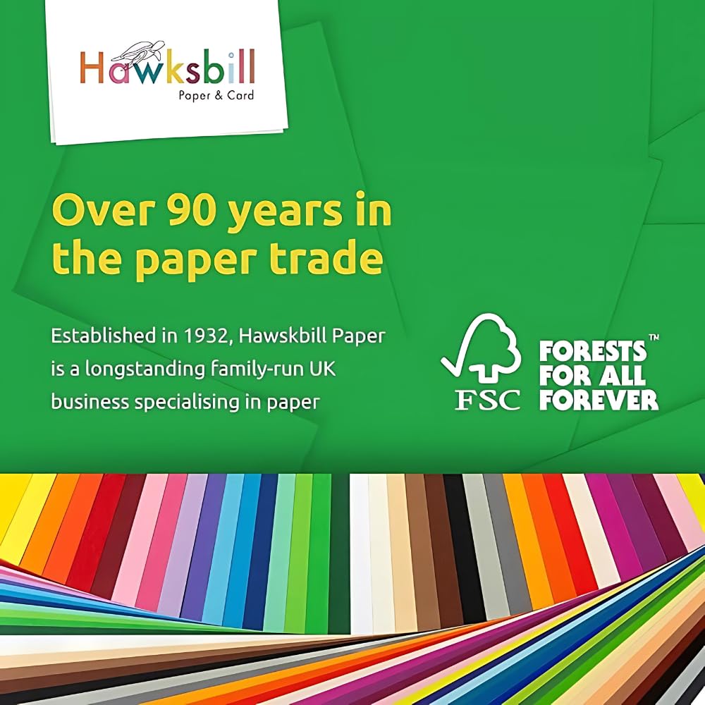 Hawksbill 225GSM A3 Pastel Card Stock - 25 Pack | Smooth Finish for Pens & Crafting 6