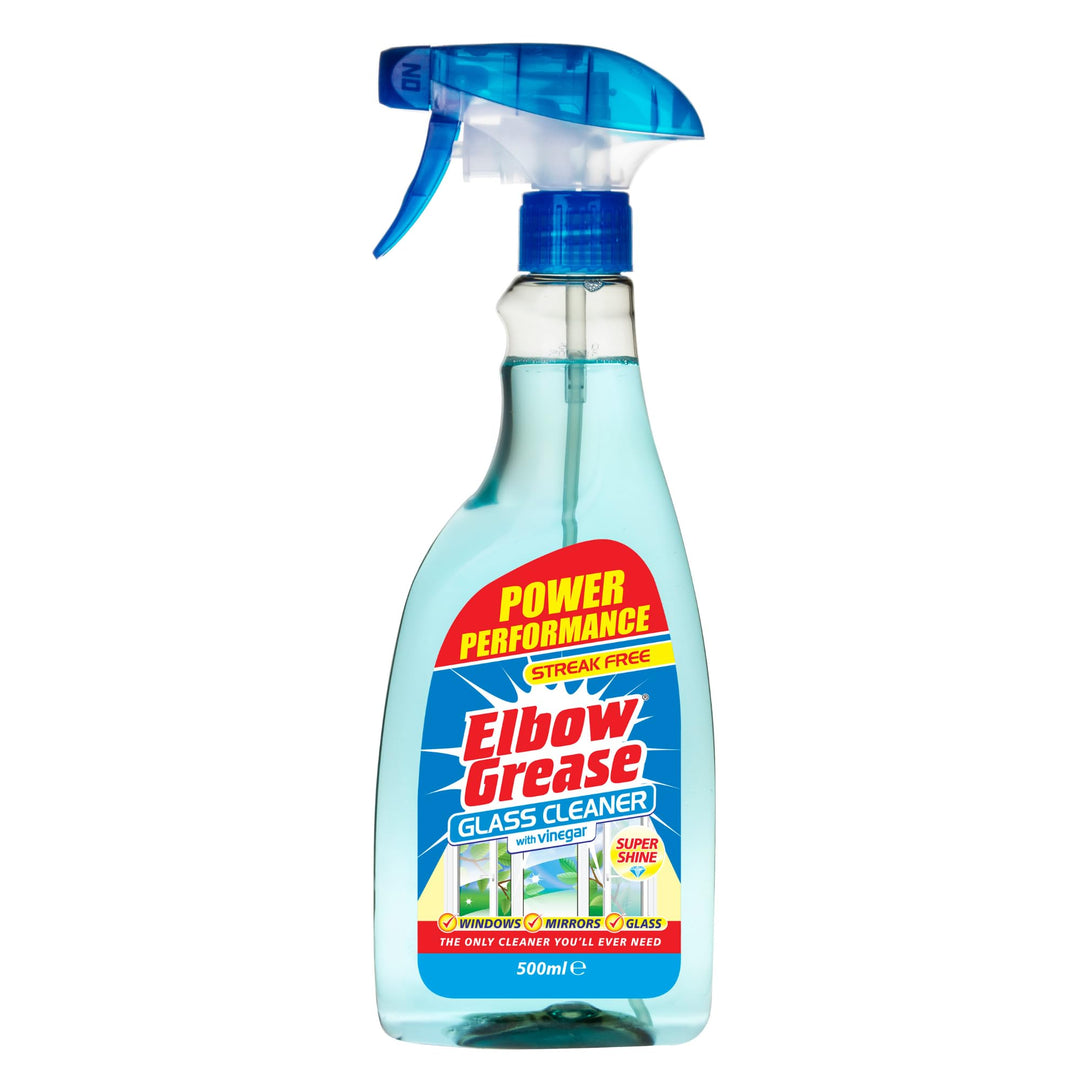 Elbow Grease Glass Cleaner with Vinegar - 500 ml Spray for Windows, Mirrors & Glass Surfaces