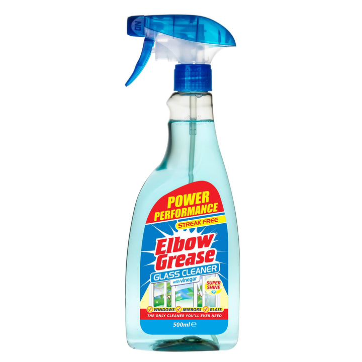 Elbow Grease Glass Cleaner with Vinegar - 500 ml Spray for Windows, Mirrors & Glass Surfaces